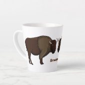 Happy American bison buffalo illustration カフェラテマグ (左アングル)