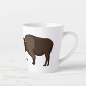 Happy American bison buffalo illustration カフェラテマグ (右)