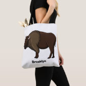 Happy American bison buffalo illustration トートバッグ (クローズアップ)