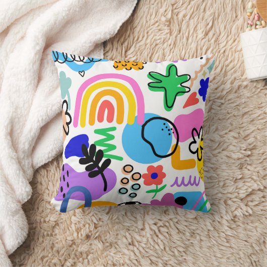 Happy and colorful abstract designs クッション (ブランケット)