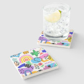 Happy and colorful abstract designs ストーンコースター (横)