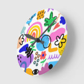 Happy and colorful abstract designs ラウンド壁時計 (傾斜)