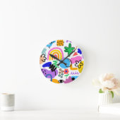 Happy and colorful abstract designs ラウンド壁時計 (ホーム)