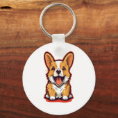 Happy and Cute Corgi - Dog Lov用かわいいデザイン キーホルダー (正面)