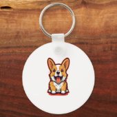 Happy and Cute Corgi - Dog Lov用かわいいデザイン キーホルダー (正面)