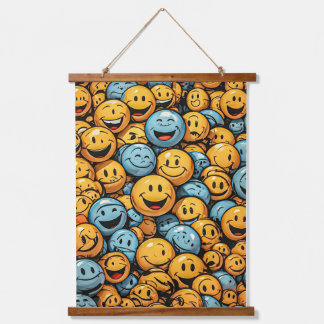 Happy And Emojiおもしろい顔 吊り下げ型タペストリー
