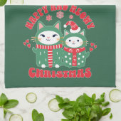 Happy and Meowy Christmas Cats 1 キッチンタオル (折り畳み)