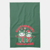 Happy and Meowy Christmas Cats 1 キッチンタオル (縦)