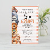 Happy Animals Boy's 5 Birthday Party 招待状 (スタンド正面)