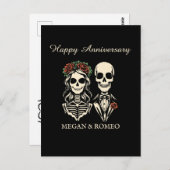Happy Anneveraryゴシック様式のスケルトン結婚カップル ポストカード (正面/裏面)