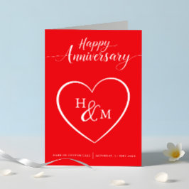 Happy Anniversaryスクリプ赤と白ト カード