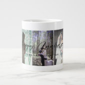 Happy Anniversary写真コラージュMug縦写真 ジャンボコーヒーマグカップ (正面)
