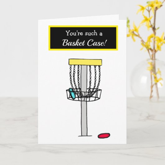 Happy Anniversary, おもしろいDisk Golf Basket Case カード (黄色い花)