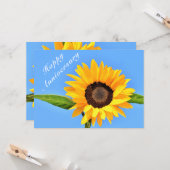 Happy Anniversary – ブルースカイの黄色ひまわり カード (正面/裏面インサイチュ)