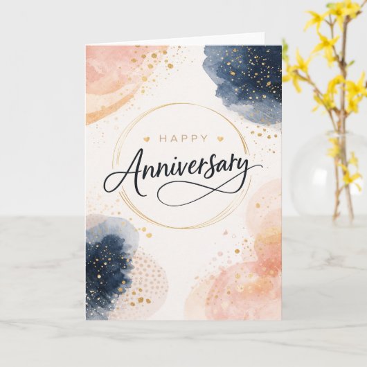 Happy Anniversary - モダン カード (黄色い花)
