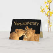 Happy Anniversary – ライオンペアZambezi National Pa カード (黄色い花)