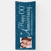 Happy Anniversary Any Yearフォトシルバー紙吹雪 横断幕 (縦)