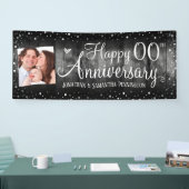 Happy Anniversary Any Yearフォトシルバー紙吹雪 横断幕 (トレードショー)