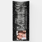 Happy Anniversary Any Yearフォトシルバー紙吹雪 横断幕 (縦)