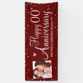 Happy Anniversary Any Yearフォトシルバー紙吹雪 横断幕 (縦)