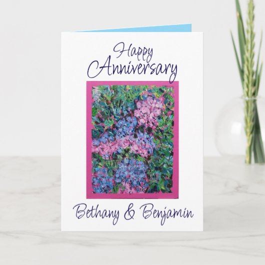 Happy Anniversary Best Wishes Cozy Hydrangeas カード (正面)