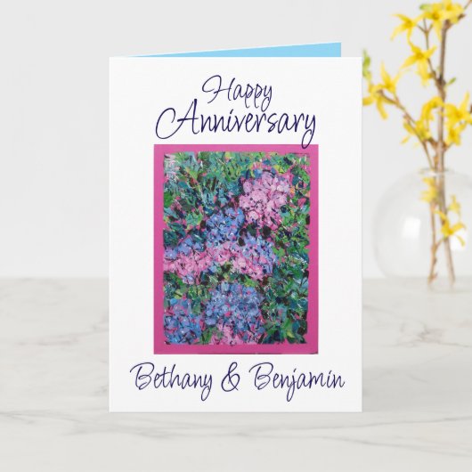 Happy Anniversary Best Wishes Cozy Hydrangeas カード (黄色い花)