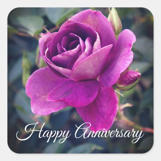 Happy Anniversary Burgundy Iceberg #2スタンプ スクエアシール (正面)