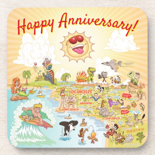 Happy Anniversary Californiaプラスチックコースター コースター (正面)