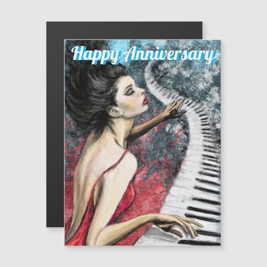 Happy Anniversary Card - Lady in Red Piano Music (正面/裏面)