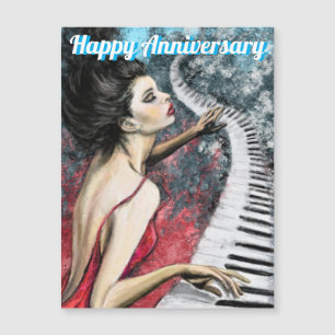 Happy Anniversary Card - Lady in Red Piano Music
