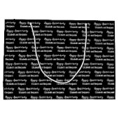 Happy Anniversary Couple's Names Black and White ラージペーパーバッグ (裏面)