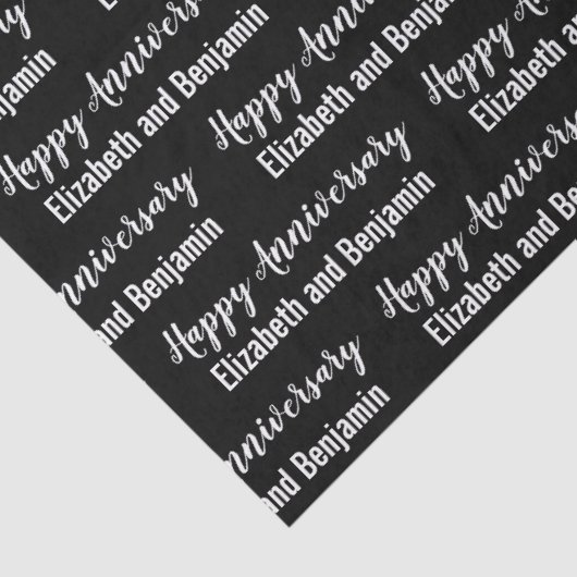 Happy Anniversary Couple's Names Black and White 薄葉紙 (詳細)