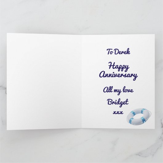 Happy Anniversary Cruise Ship Romantic Nautical カード (内部)