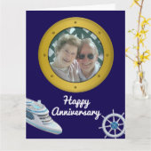 Happy Anniversary Cruise Ship Romantic Nautical カード (黄色い花)