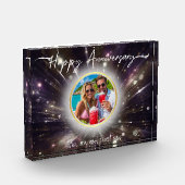 Happy Anniversary Custom Acrylic| Purple Light Bur フォトブロック (左)