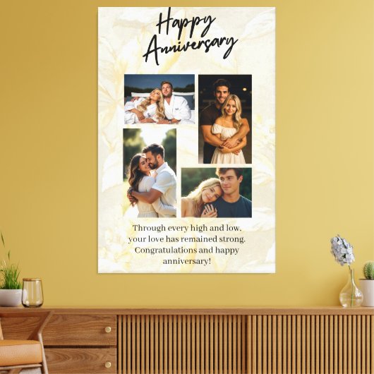 Happy Anniversary Custom Collage キャンバスプリント (インサイチュ (リビング))