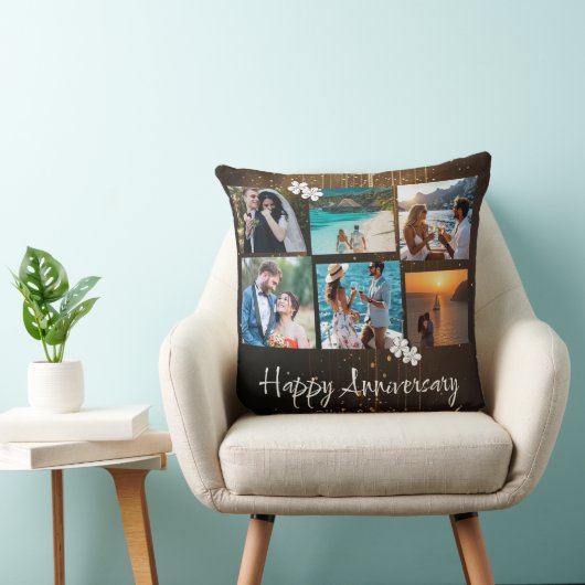 Happy Anniversary Custom Photo Collage クッション (椅子)