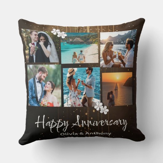 Happy Anniversary Custom Photo Collage クッション (裏面)