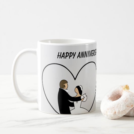 HAPPY ANNIVERSARY CUTE 結婚's Coule コーヒーマグカップ (ドーナツ)