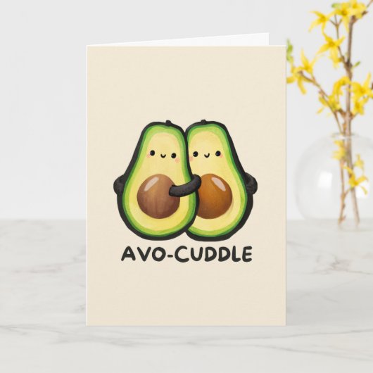 Happy Anniversary Cute Funny Simple Avocado Card カード (黄色い花)