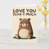 Happy Anniversary Cute Funny Simple Bear Card カード (黄色い花)