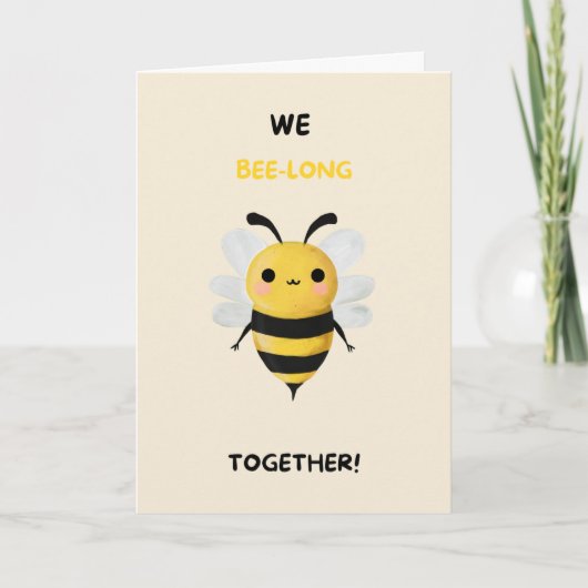 Happy Anniversary Cute Funny Simple Bee Card カード (正面)