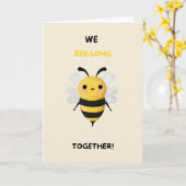 Happy Anniversary Cute Funny Simple Bee Card カード (黄色い花)