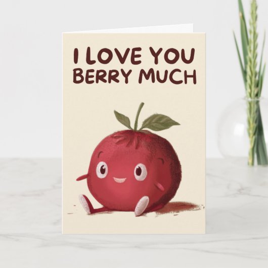 Happy Anniversary Cute Funny Simple Berry Card カード (正面)