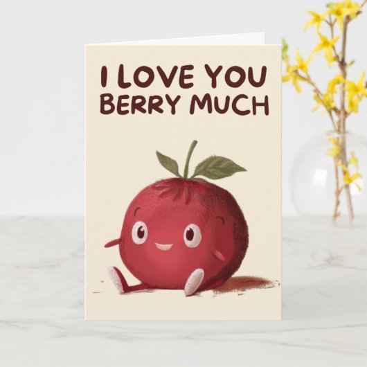 Happy Anniversary Cute Funny Simple Berry Card カード (黄色い花)