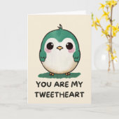 Happy Anniversary Cute Funny Simple Bird Card カード (黄色い花)