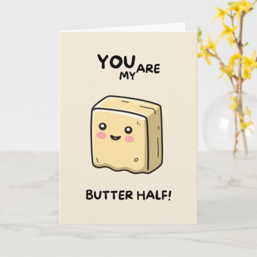 Happy Anniversary Cute Funny Simple Butter Card カード (黄色い花)