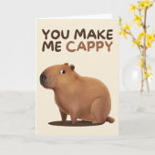 Happy Anniversary Cute Funny Simple Capybara Card カード (黄色い花)