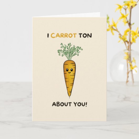 Happy Anniversary Cute Funny Simple Carrot Card カード (黄色い花)