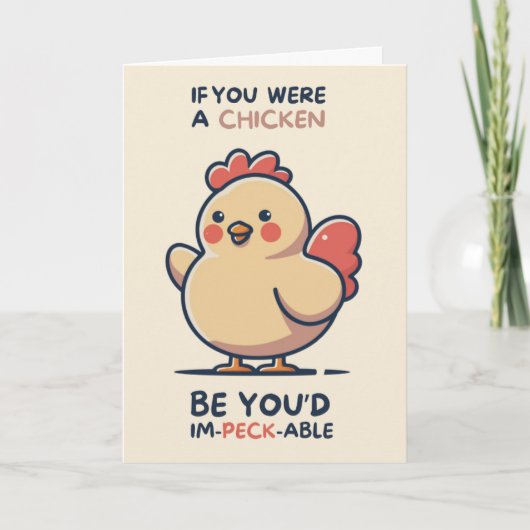 Happy Anniversary Cute Funny Simple Chicken Card カード (正面)
